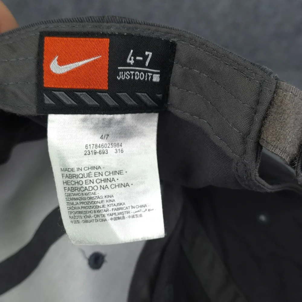 Nike Hat‎ Cap Kids Hook and Loop Gray Swoosh Logo Baseball Adjustable 4-7